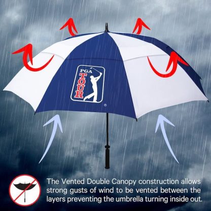 PGA Tour 62" Double Canopy Windproof Umbrella - Image 2