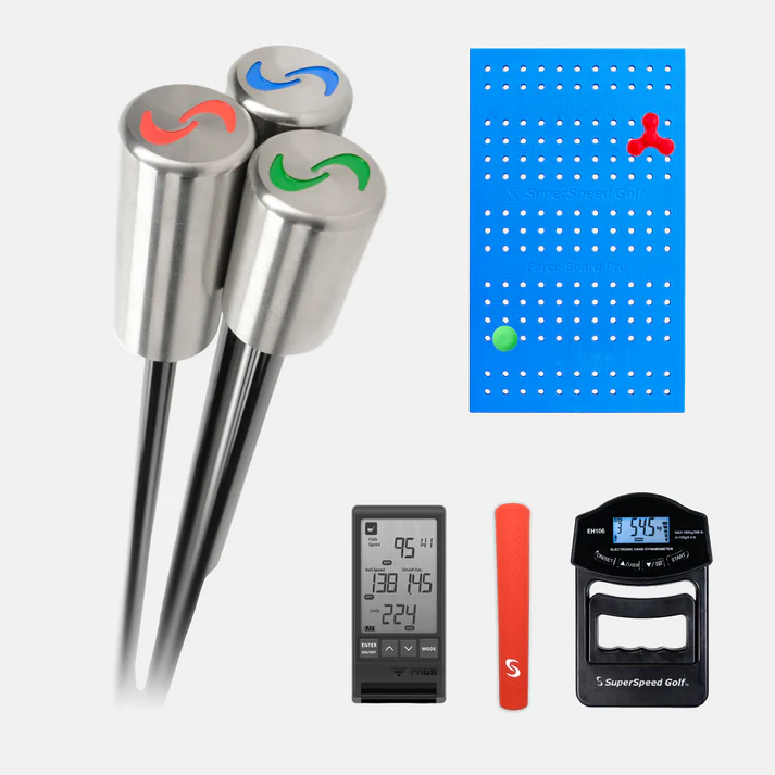 SuperSpeed Tour Speed Pro Training Bundle includes the PRGR, Force board pro, squeeze and grip