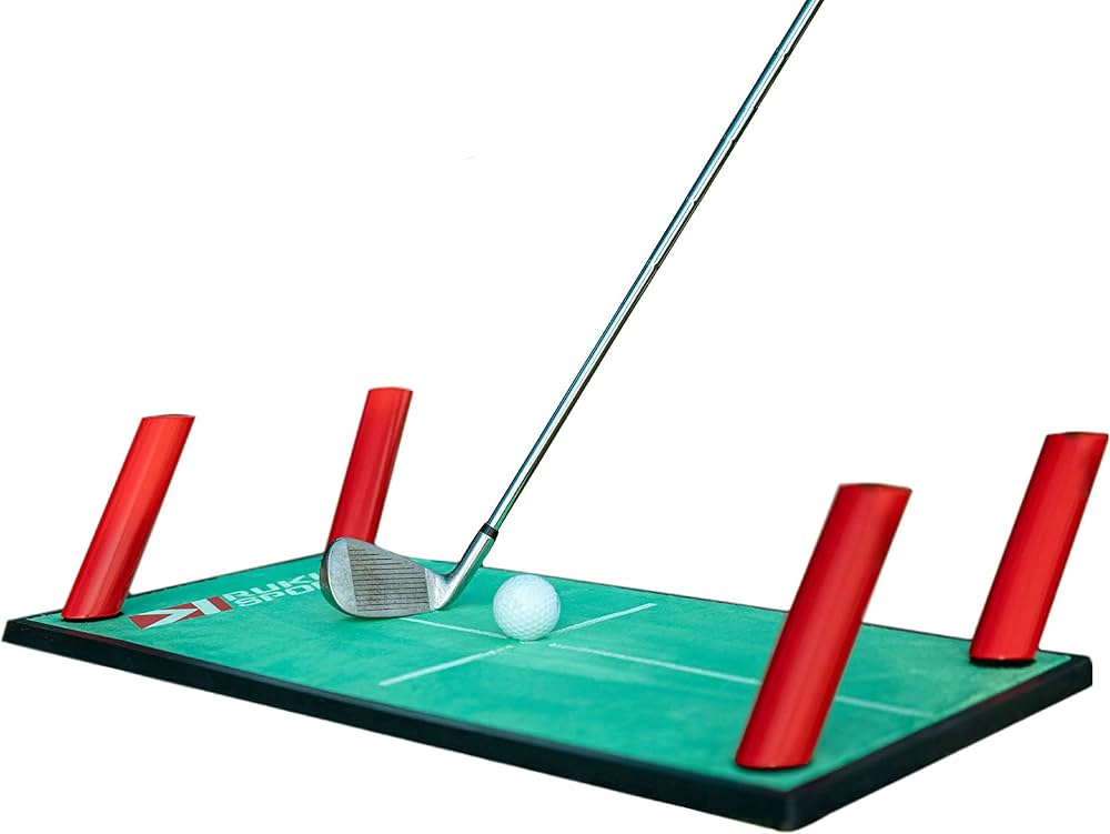 Rukket Pathfinder Impact Mat golf training aid for improving swing path and clubface alignment.