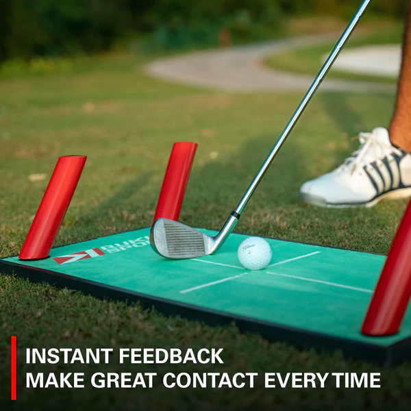 Rukket Pathfinder Impact Mat showing instant feedback on swing path and ball contact.