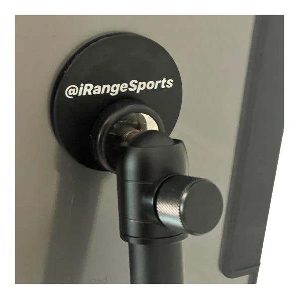 iRange Sports Stick EXT magnetic disc holding an iPad for secure, hands-free use