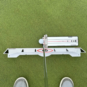 Point of view of the Edge Putting Rail & Quick Look Mirror Combo in a putting stance.